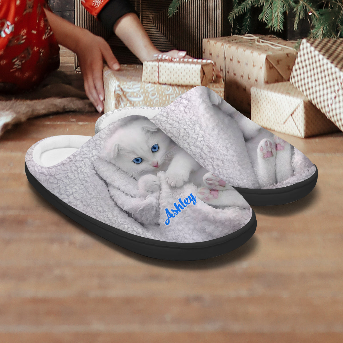 Happy Kitty - Personalized Cat Slippers