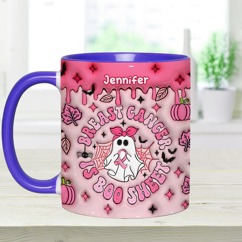 Breast Cancer Is Boo Sheet - Personalized Breast Cancer Awareness Accent Mug