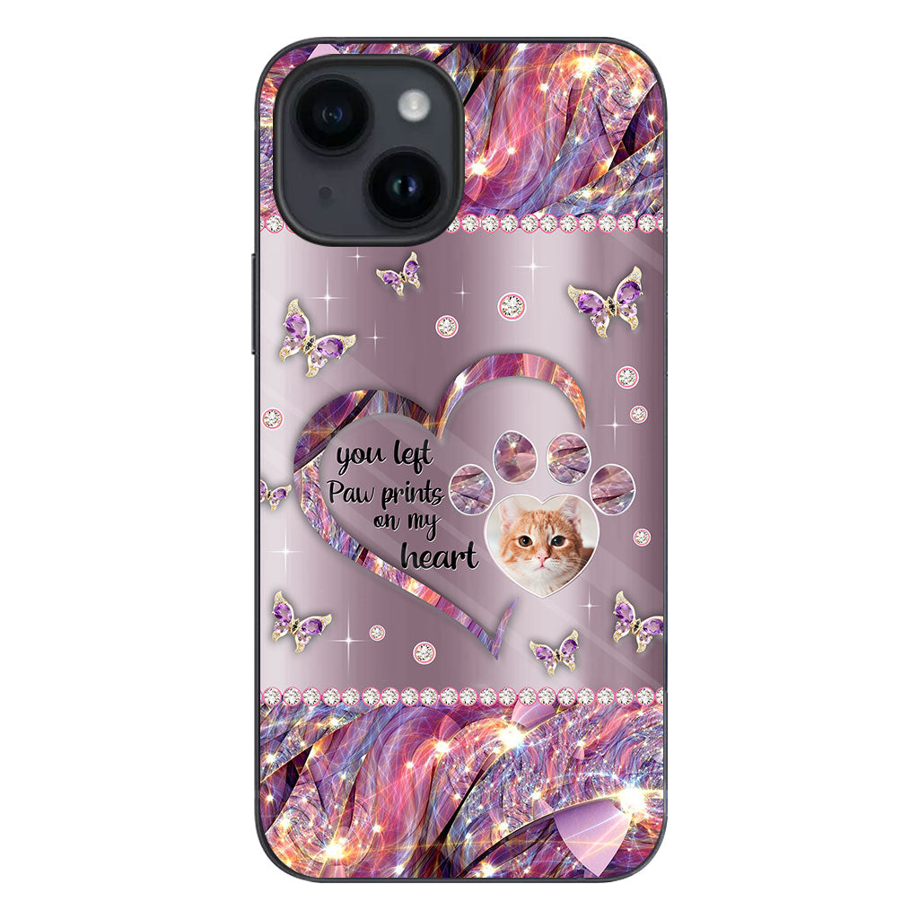 You Left Paw Prints In My Heart - Personalized Dog Phone Case