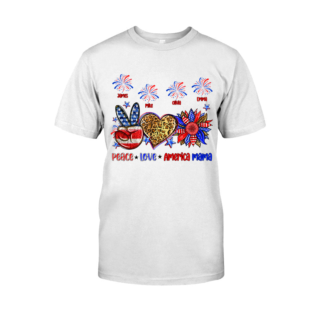 Peace Love American Nana Mama Any Title - Personalized Mother T-shirt And Hoodie