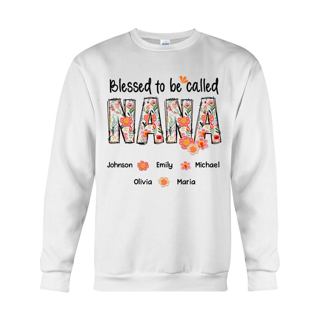 Blessed To Be Called Nana Floral Style - Personalized Grandma T-shirt And Hoodie