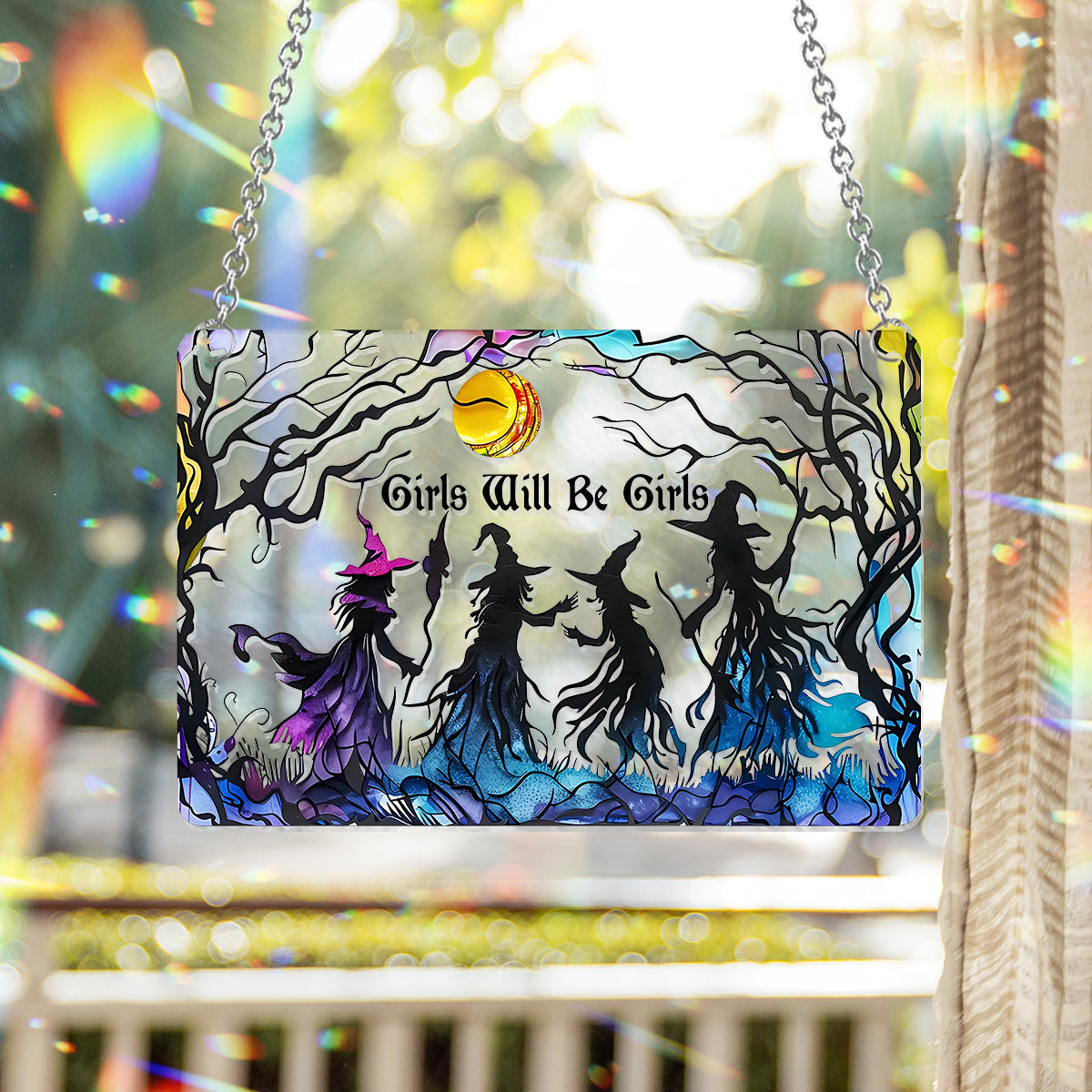 Girls Will Be Girls - Personalized Witch Window Hanging Suncatcher Ornament