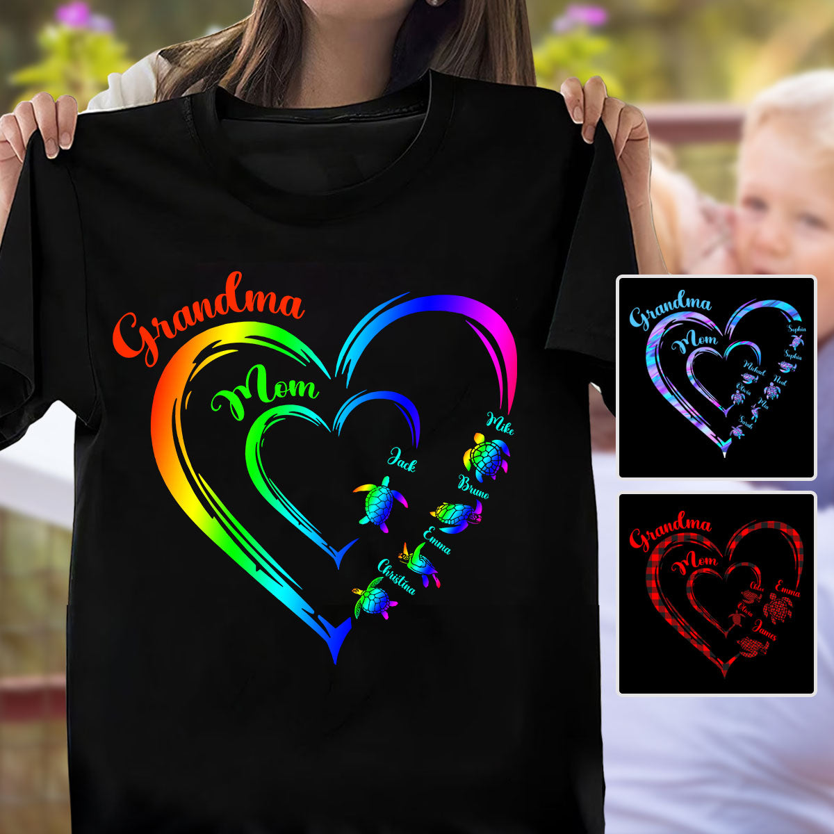 Erst Mama, jetzt Oma (Schildkröten-Version) – Personalisiertes Oma-T-Shirt und Hoodie