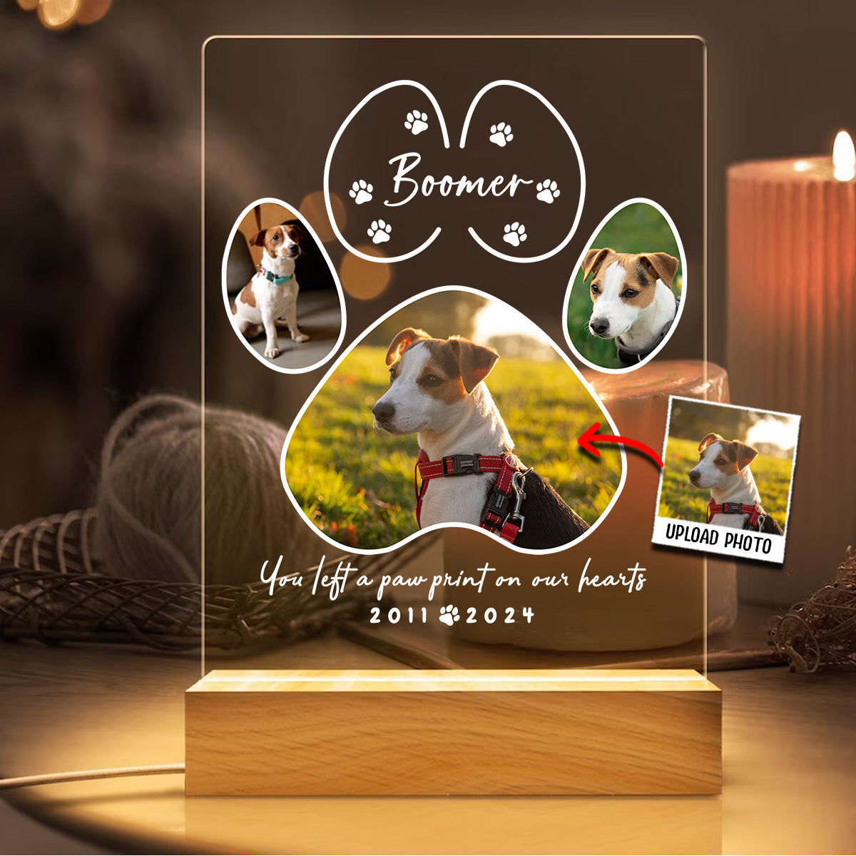 Du hast einen Pfotenabdruck hinterlassen – Personalisierte LED-Nachtleuchte in Hundeform