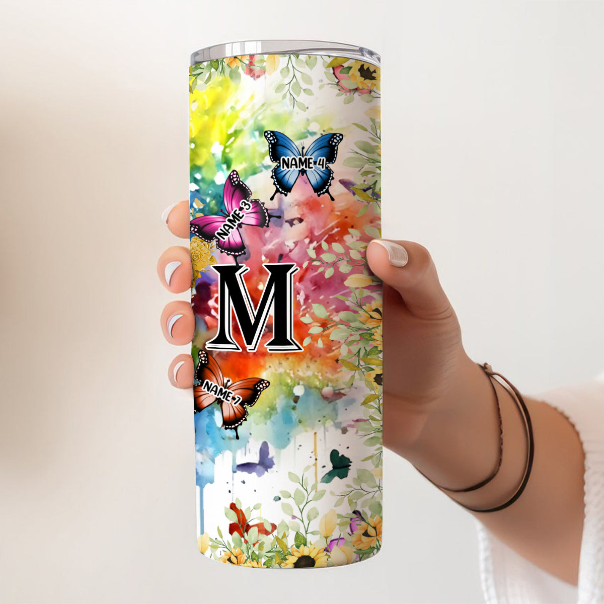 Mom - Butterfly Version - Personalized Mother Skinny Tumbler
