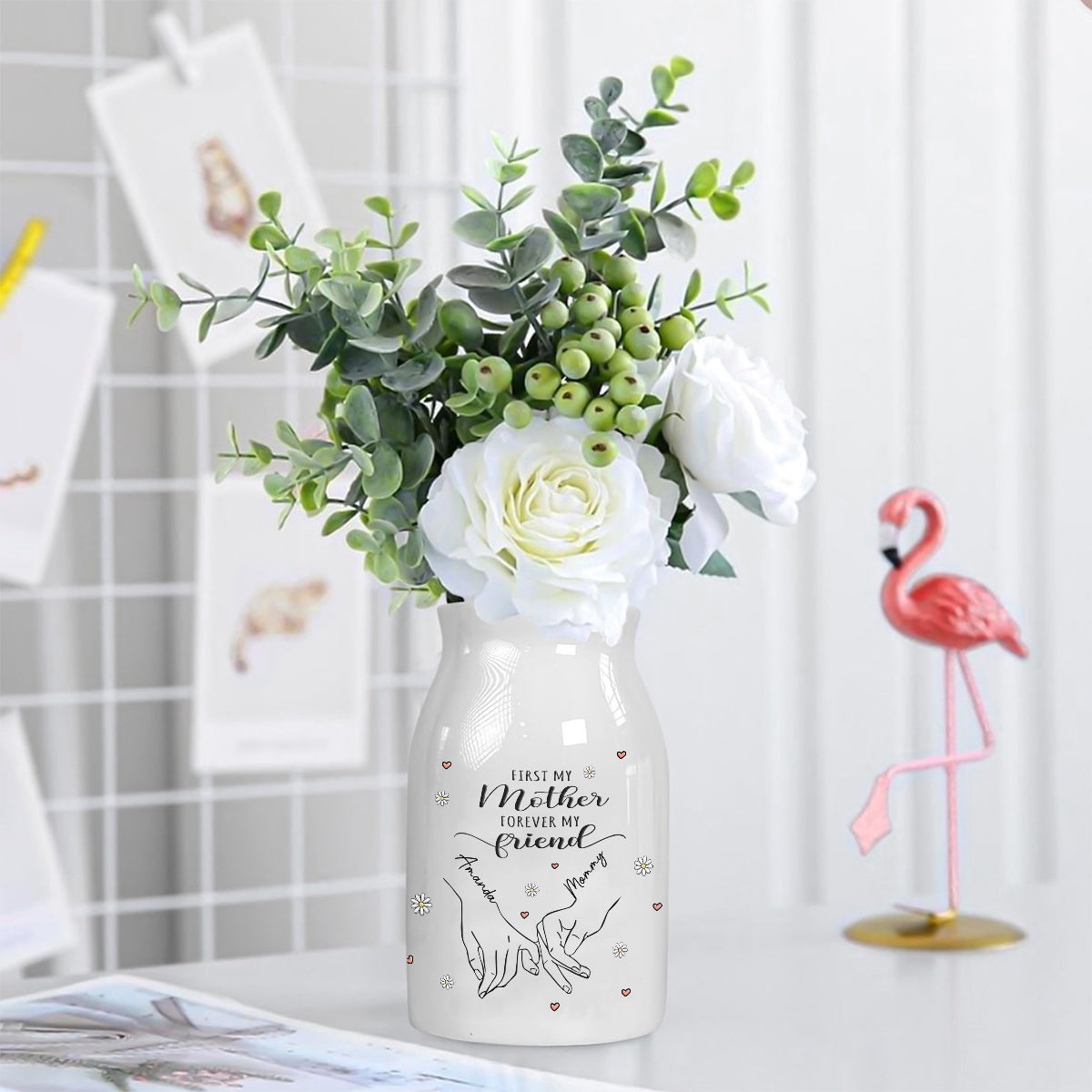 First My Mother Forever My Friend - Personalized Mother Ceramic Flower Vase