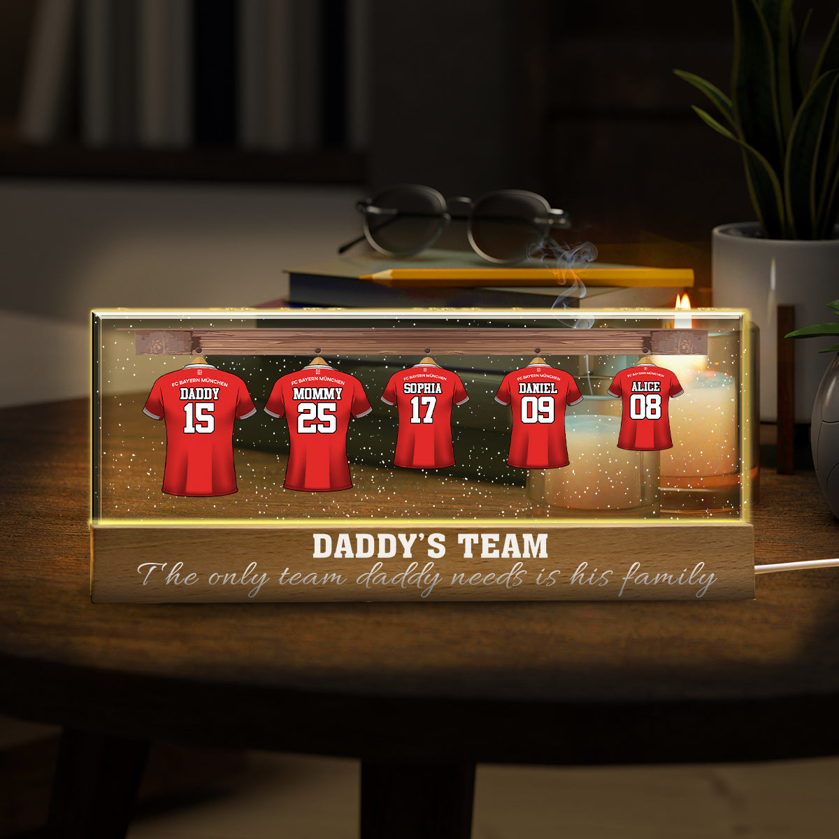 Veilleuse LED personnalisée « L'équipe de papa » (Football)