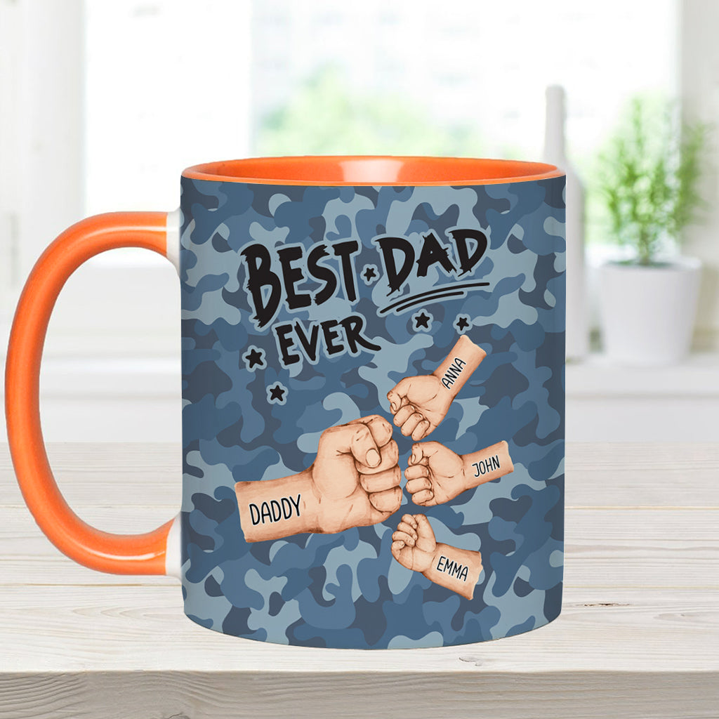 Best Dad Ever Camo Pattern Fist Bump - Personalized Father Accent Mug