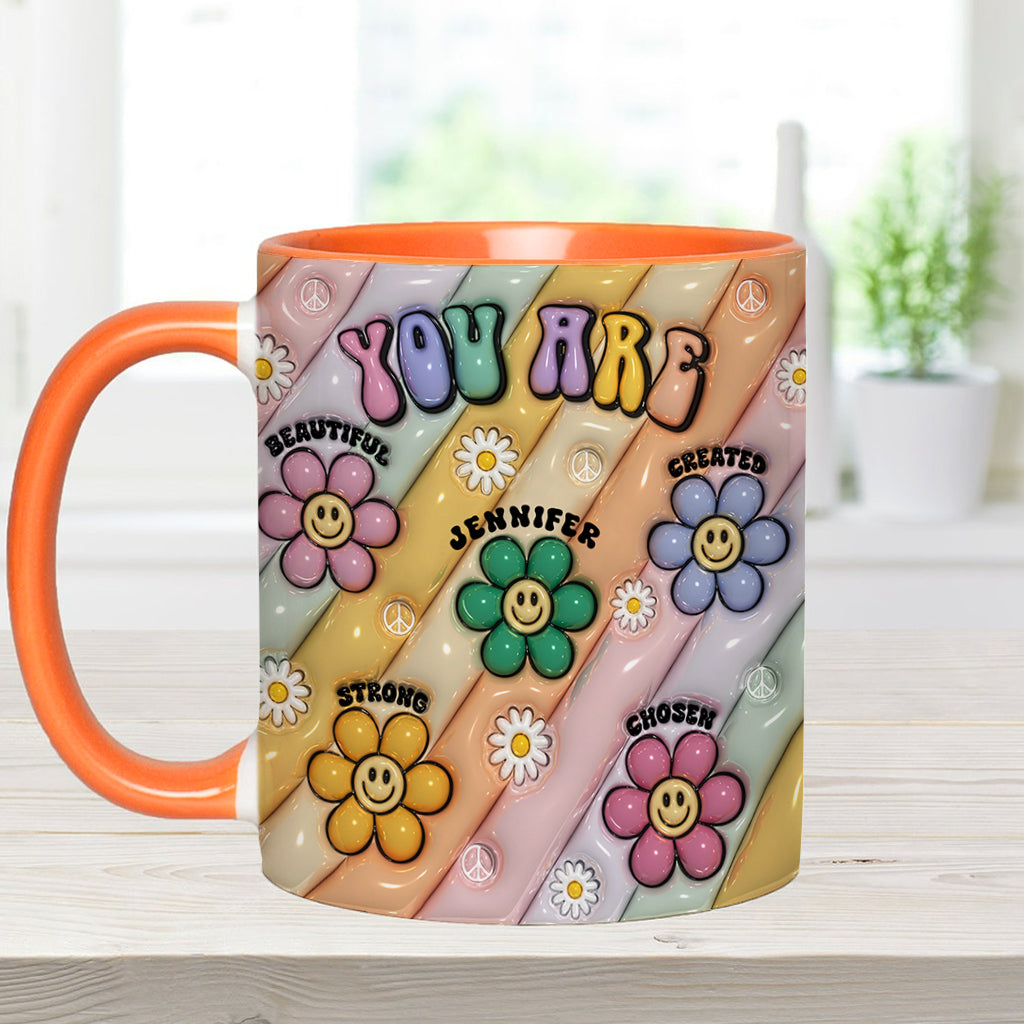 You Are Beautiful Strong Victorious Enough - Personalized Hippie Accent Mug