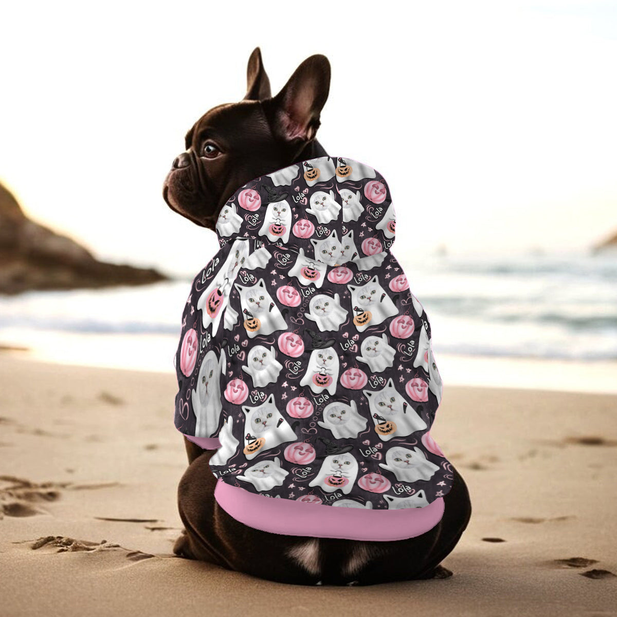 Sweat à capuche personnalisé pour chien et chat fantôme mignon d'Halloween