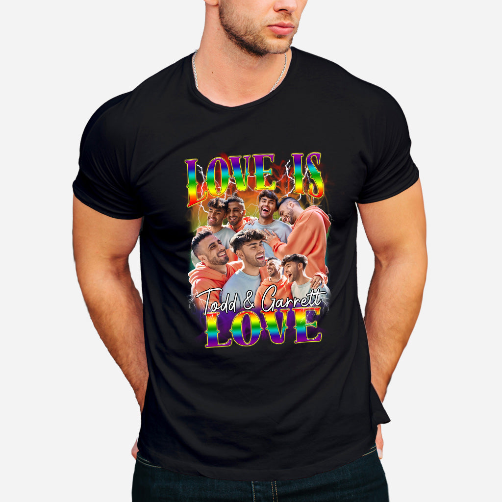 Love Is Love Bootleg Rainbow – Personalisiertes LGBT-Unterstützungs-T-Shirt und Hoodie