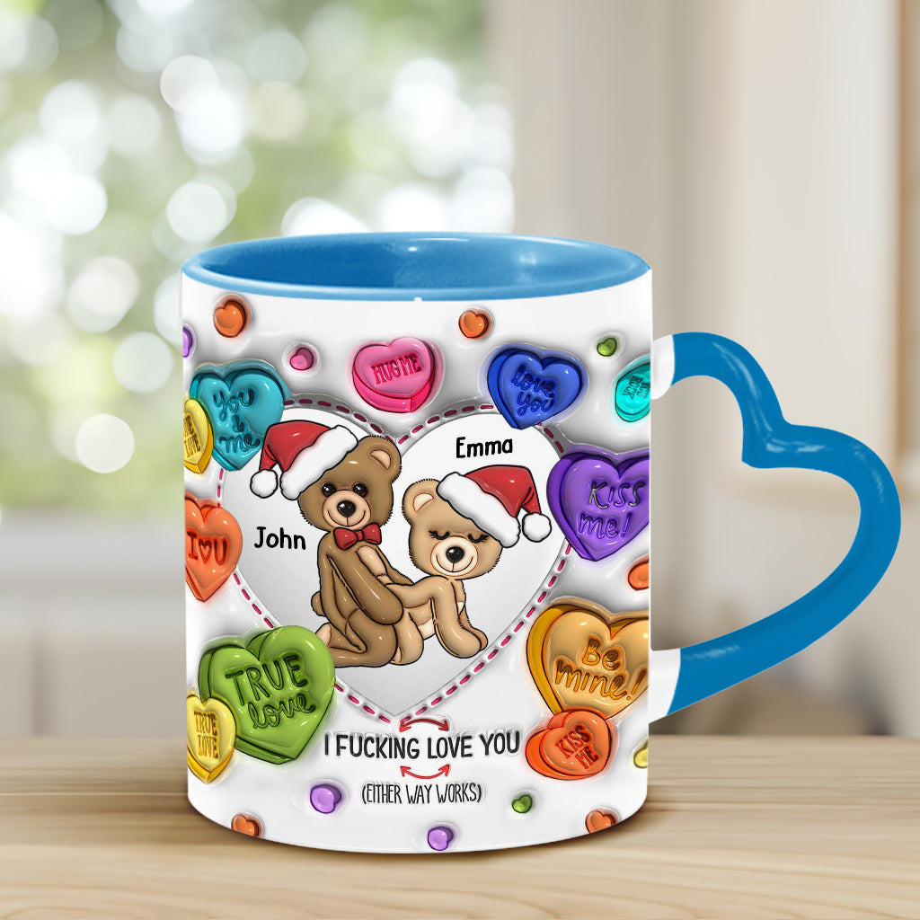 I Love You - Personalized Couple Heart Handle Mug