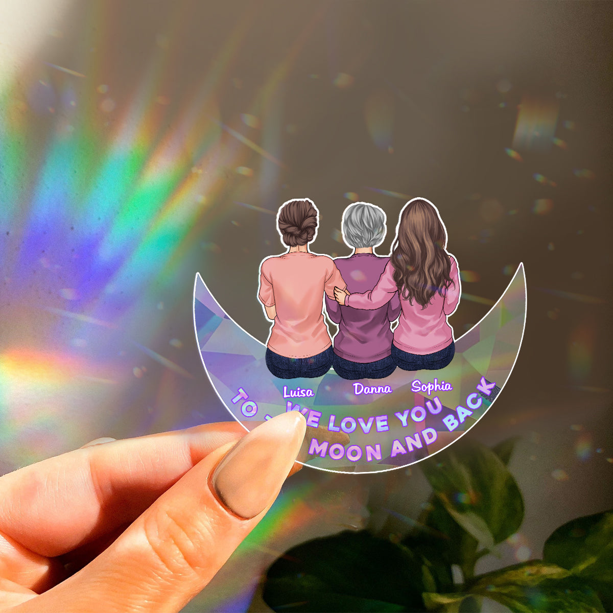 Love You To The Moon And Back - Personalized Mother Suncatcher Decal