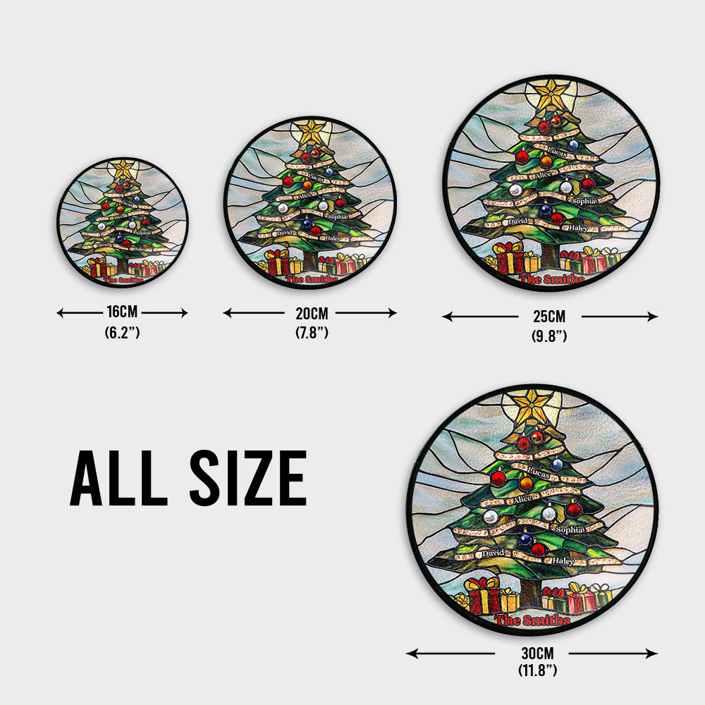 Merry Christmas - Personalized Family Stained Glass Suncatcher