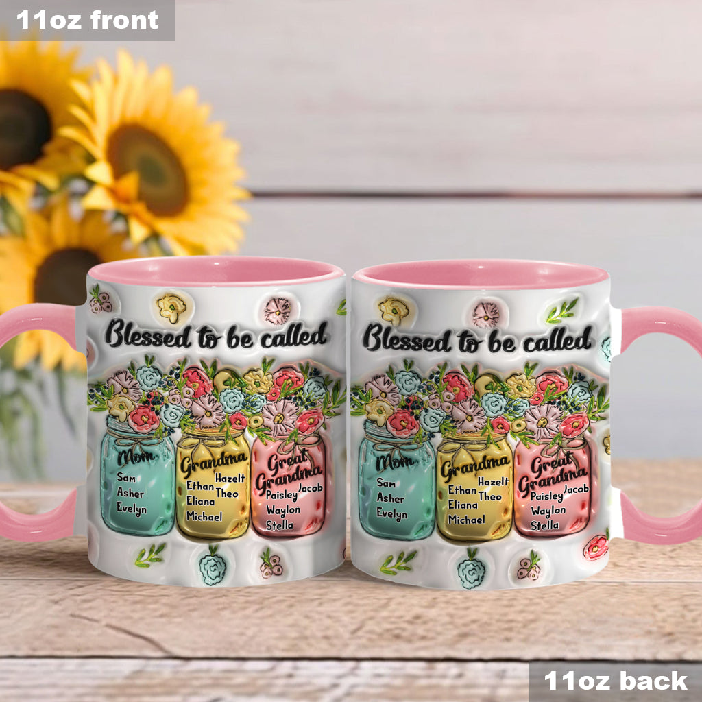 Blessed To Be Called - Personalized Grandma Accent Mug