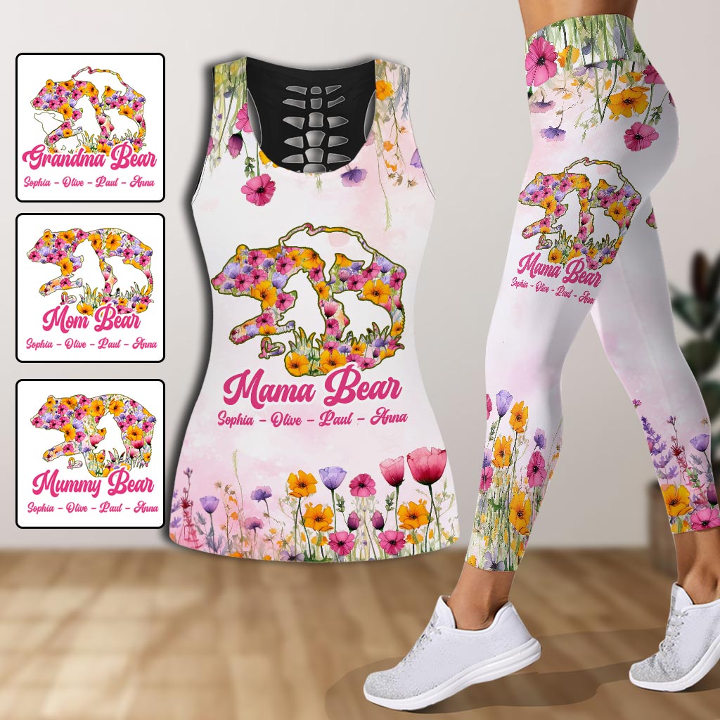 Mama Bear - Personalized Mother Hollow Tank Top and Leggings