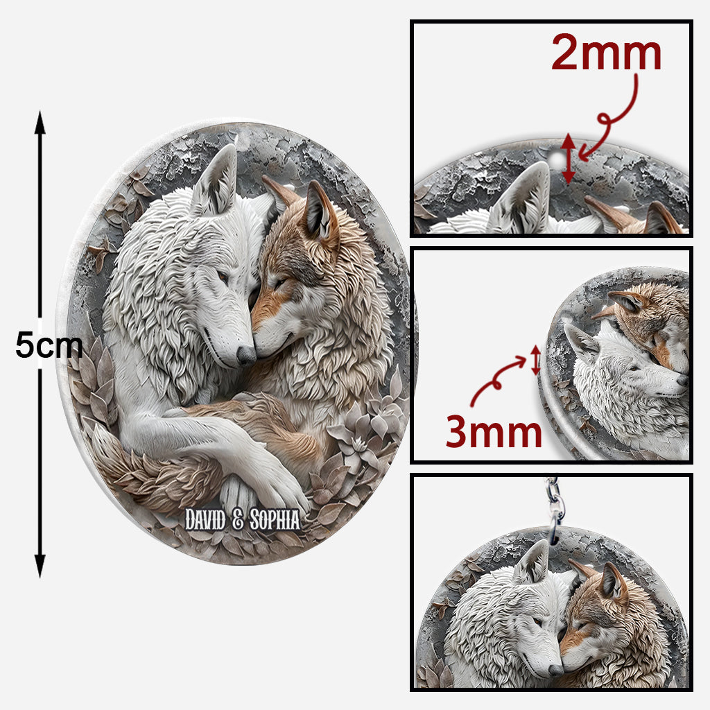Wolf Couple - Personalized Wolf Keychain