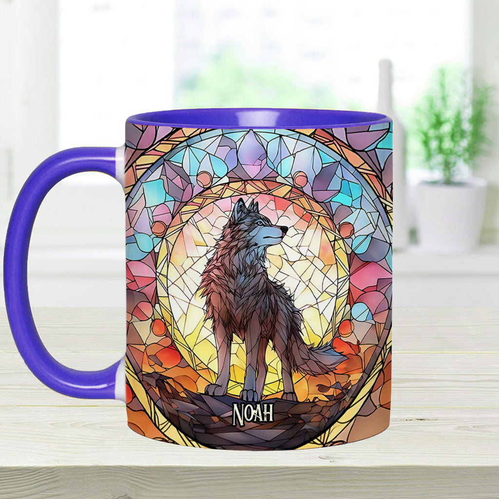 Wilder Geist – Personalisierte Tasse mit Wolfsmotiv