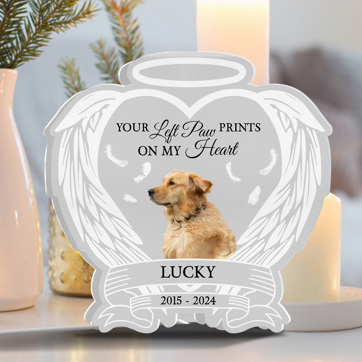 Tu as laissé des empreintes de pattes sur mon cœur - Boîte lumineuse photo personnalisée pour chien