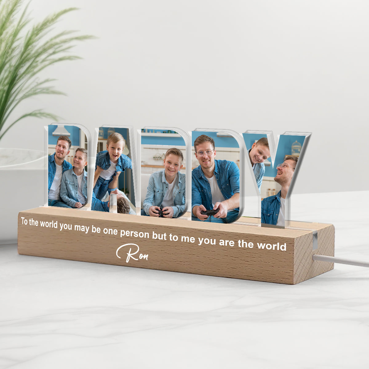 Dad Photo Collage - Personalized Father Custom LED Night Light