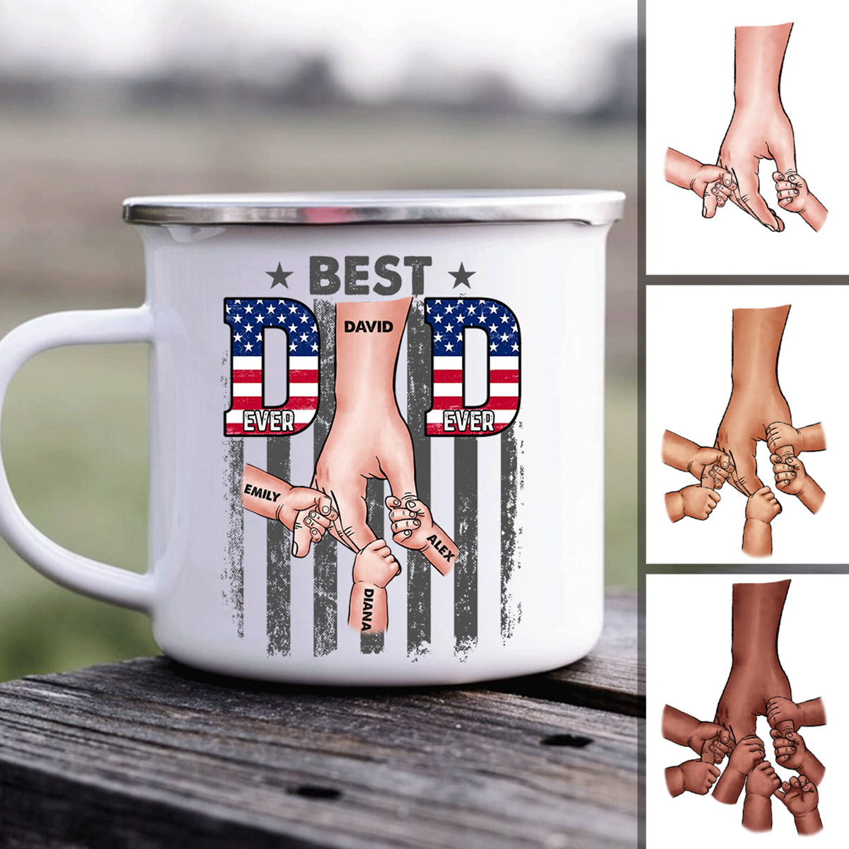 Best Dad Ever Fist Bump - Personalized Father Enamel Mug