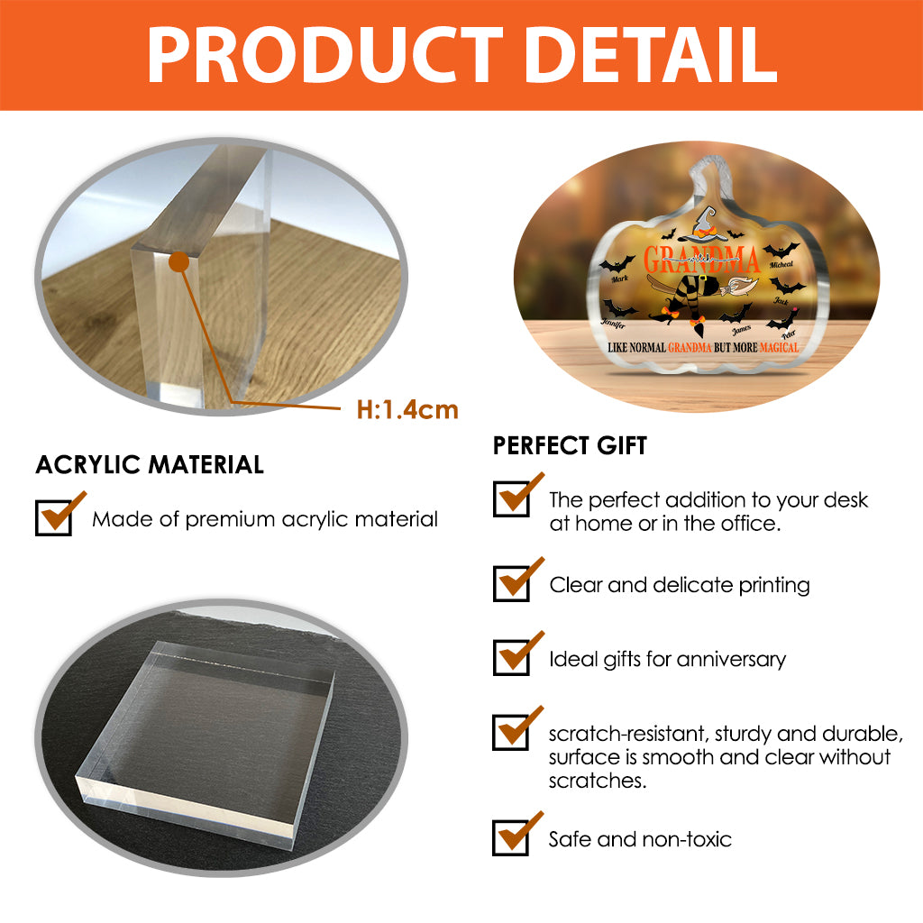 Grandma witch like normal grandma but more Magical - Personalized Grandma Custom Shaped Acrylic Plaque