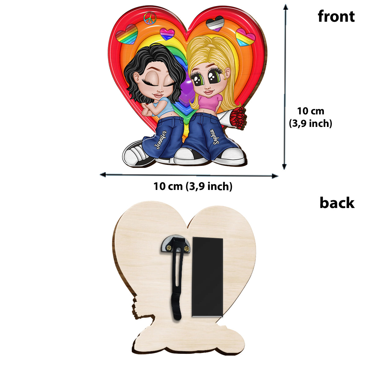 Chicano Y2K Pride Couple - Personalized LGBT Support Shaped Car Visor Clip
