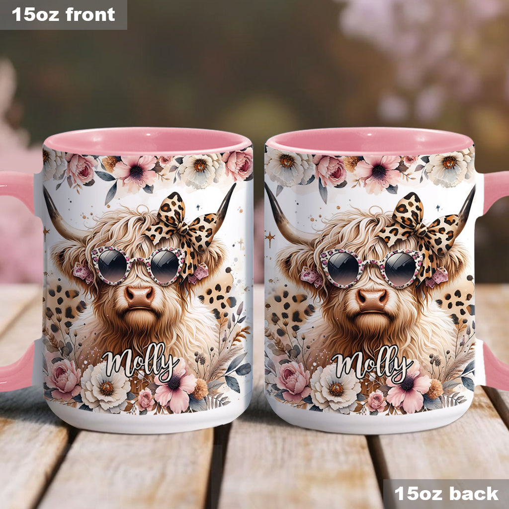 Coole Kuh mit Leopardenbrille - Personalisierter Akzentbecher