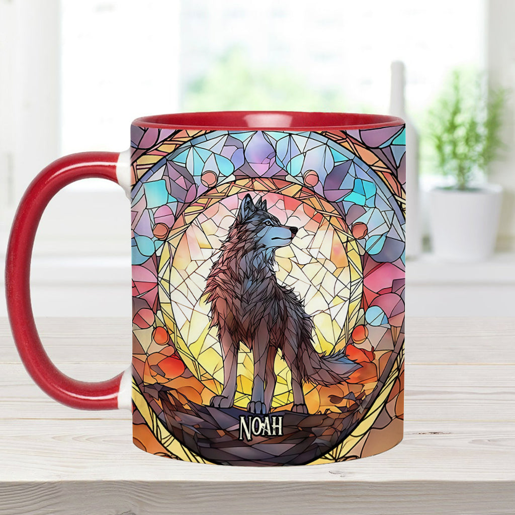 Wilder Geist – Personalisierte Tasse mit Wolfsmotiv