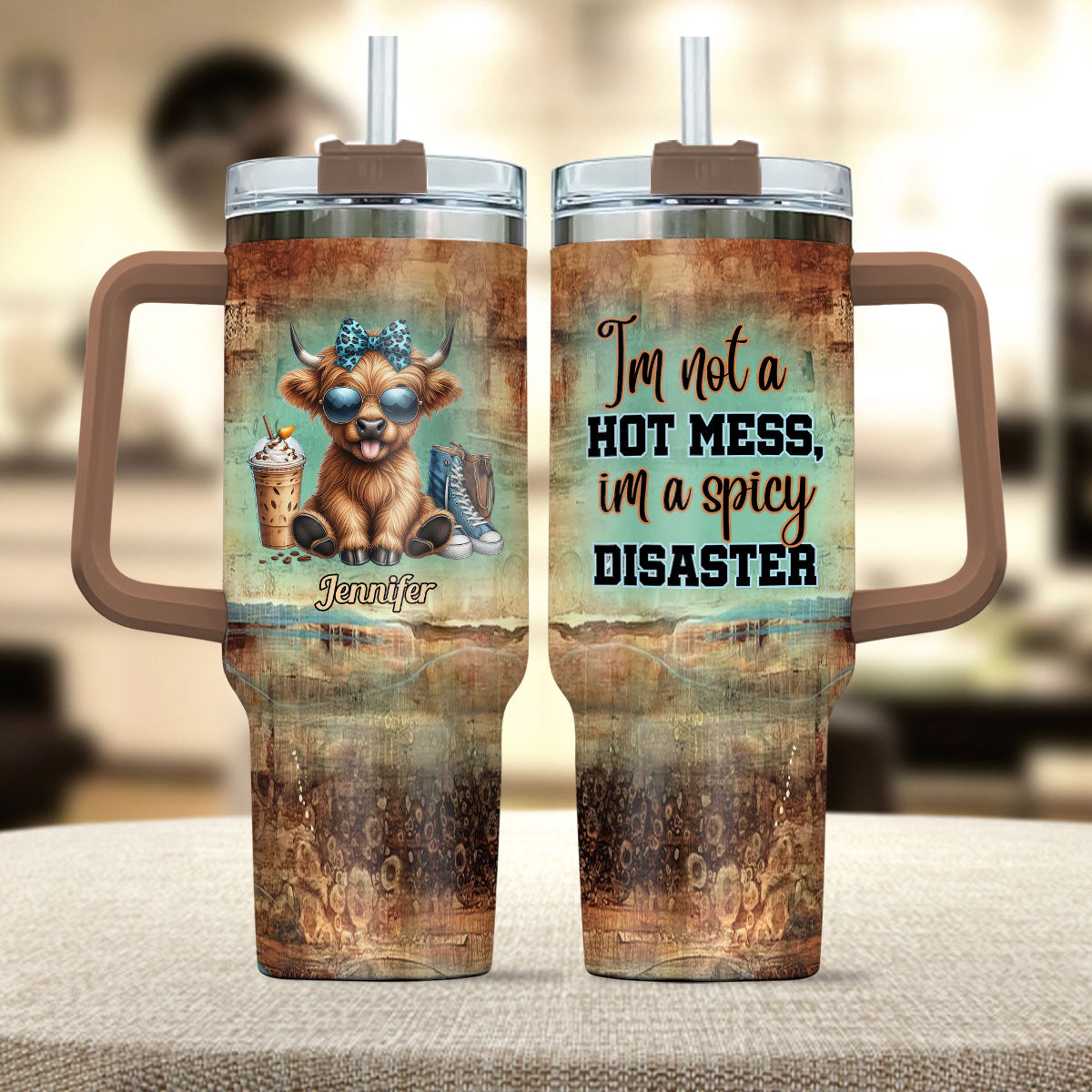 I'm Not A Hot Mess - Personalized Tumbler With Handle