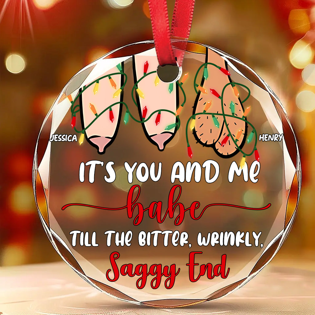 It's You And Me - Personalized Couple Round Shaped Glass Ornament