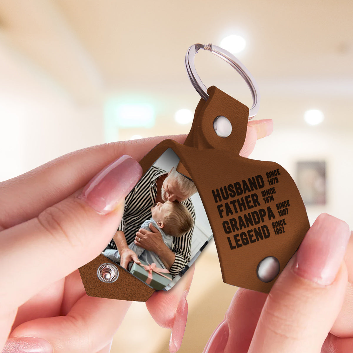 Légende Mari Père Grand-père - Porte-clés album photo personnalisé pour grand-père
