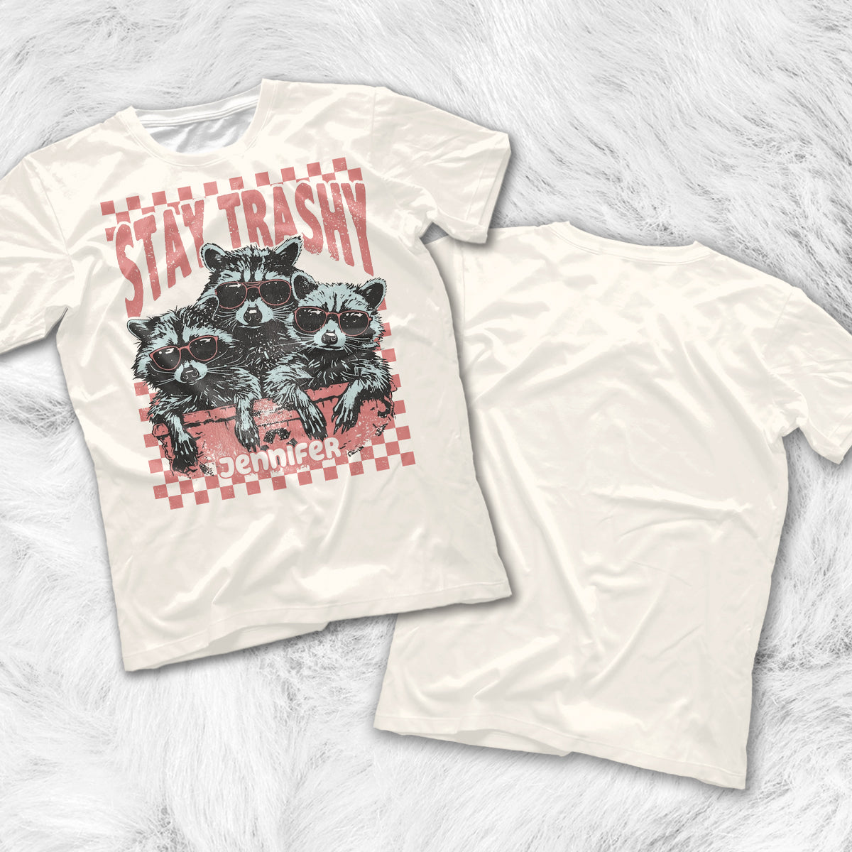 Bleib lässig – Personalisiertes Waschbär-Shirt und Damenshorts