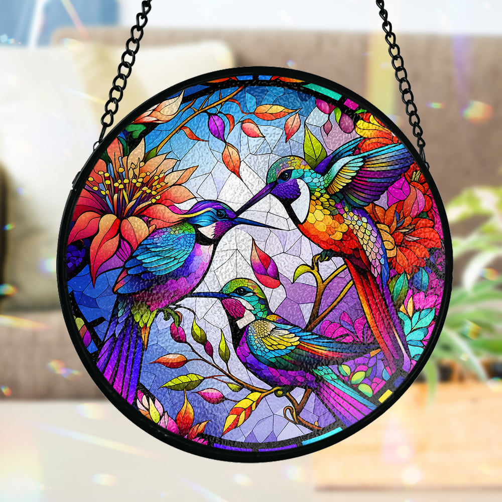 Love Hummingbirds - Personalized Hummingbird Stained Glass Suncatcher