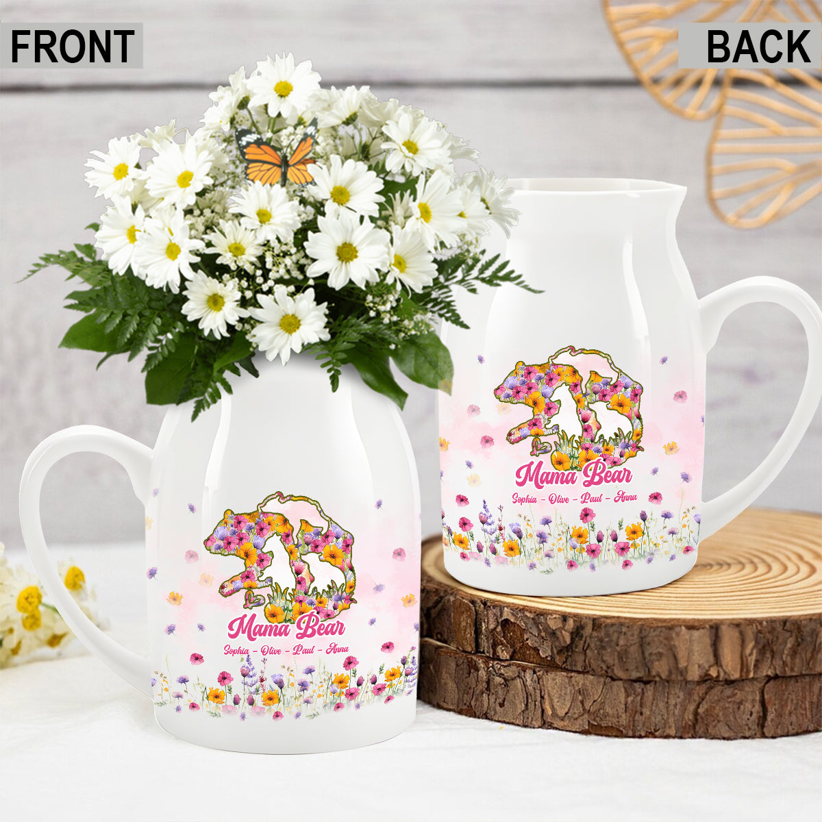 Mama Bear - Personalized Mother Ceramic Flower Vase
