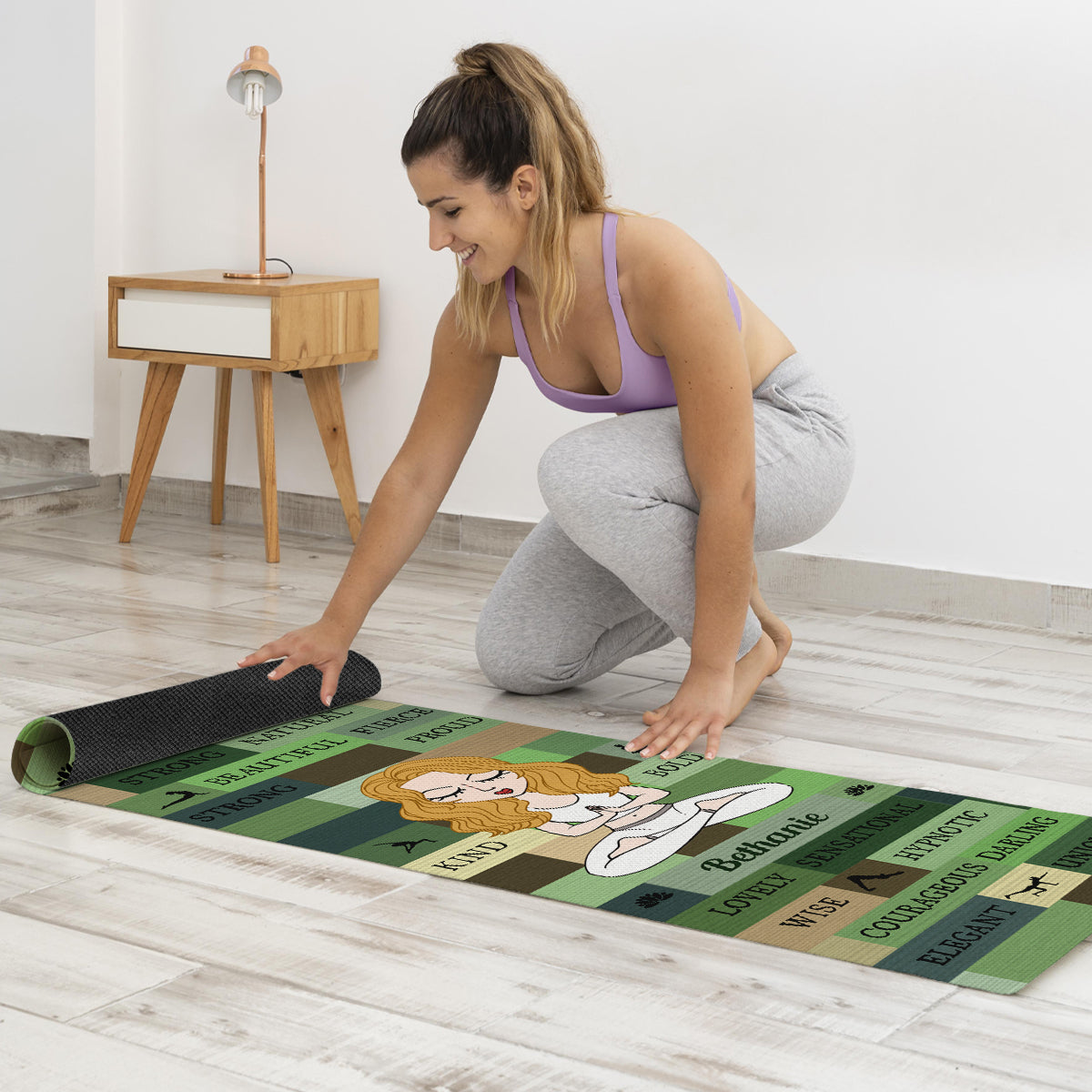 Yoga Girl I Am Bold Green - Tapis de yoga personnalisé