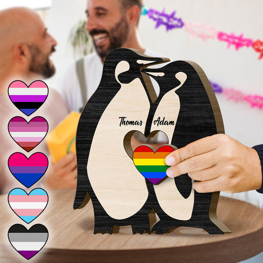 Du bist mein Pinguin – Personalisiertes Holzpuzzle in Form eines Pinguins zur Unterstützung der LGBT-Community