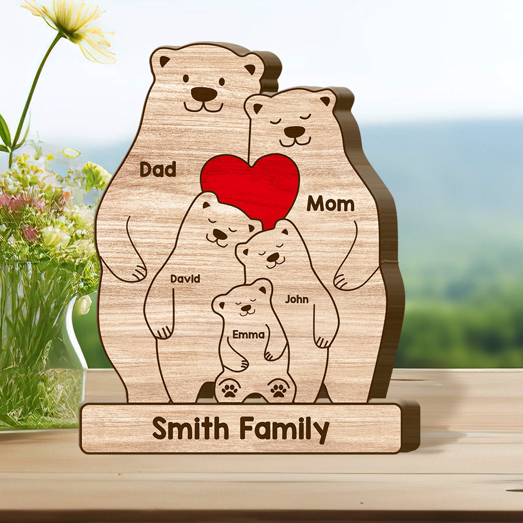 Bear Family - Personalized Family Shaped Wooden Puzzle