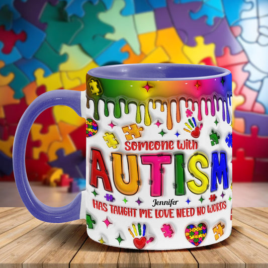 Love Need No Words - Personalized Autism Awareness Accent Mug