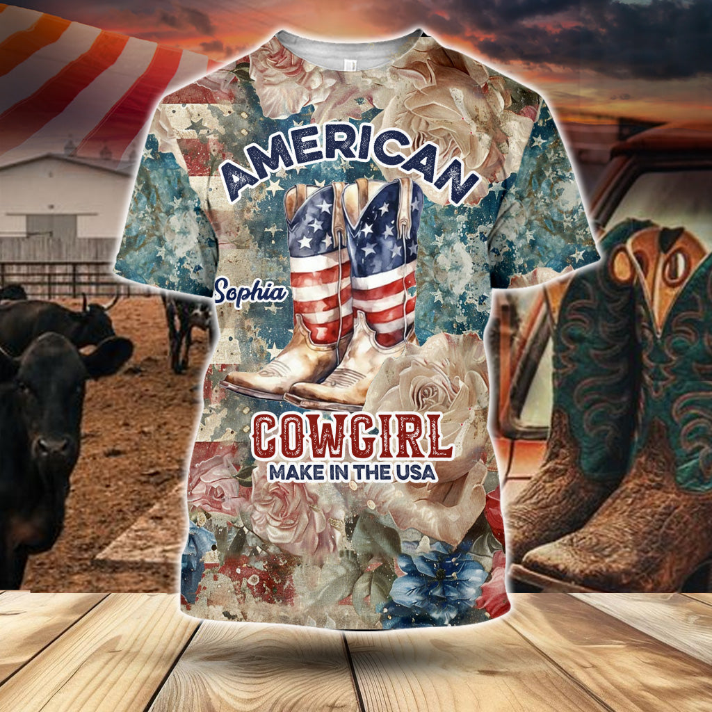 T-shirt personnalisé « Cowgirl américaine » - T-shirt intégral « Country Girl »
