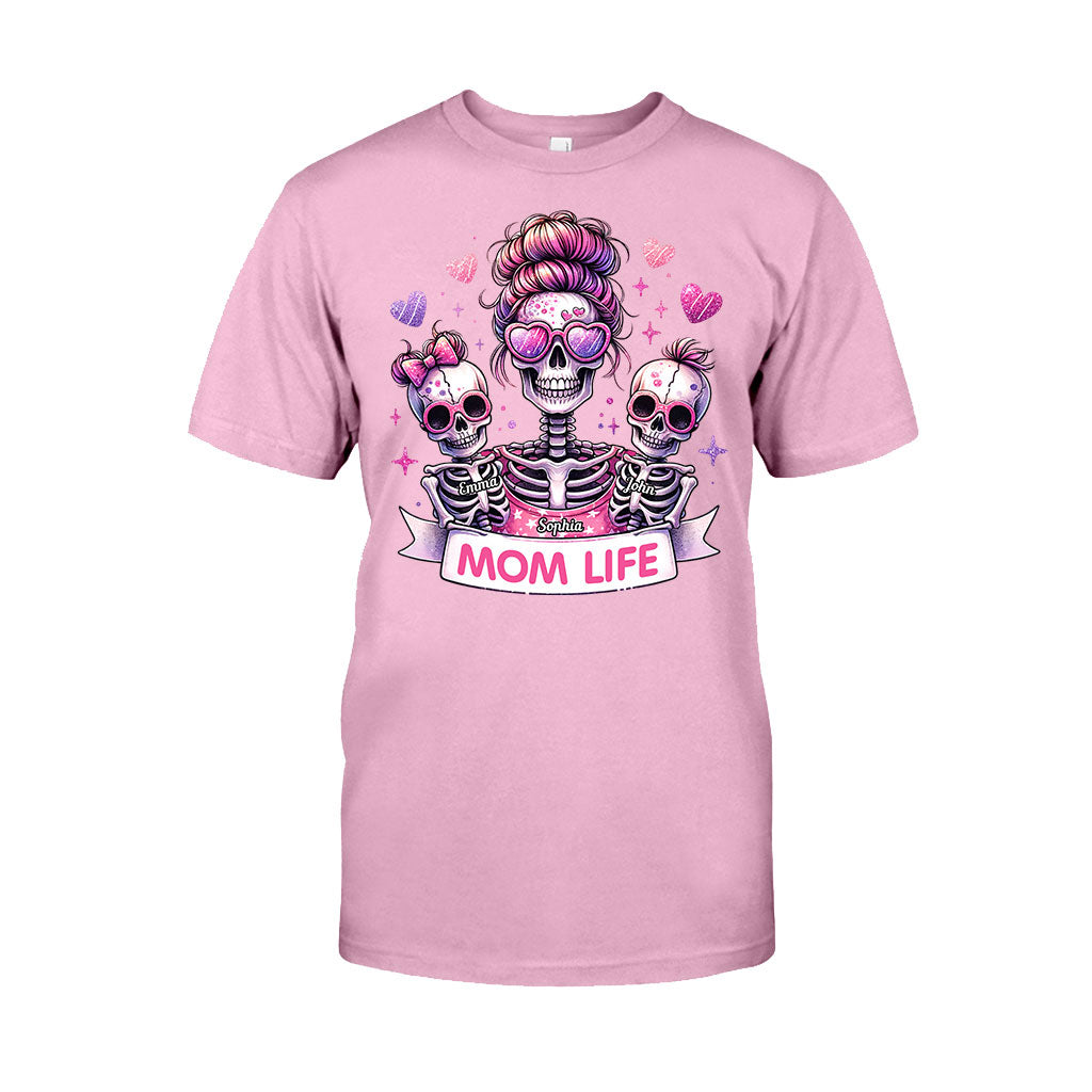 Mama-Leben – Personalisiertes Totenkopf-T-Shirt und Hoodie