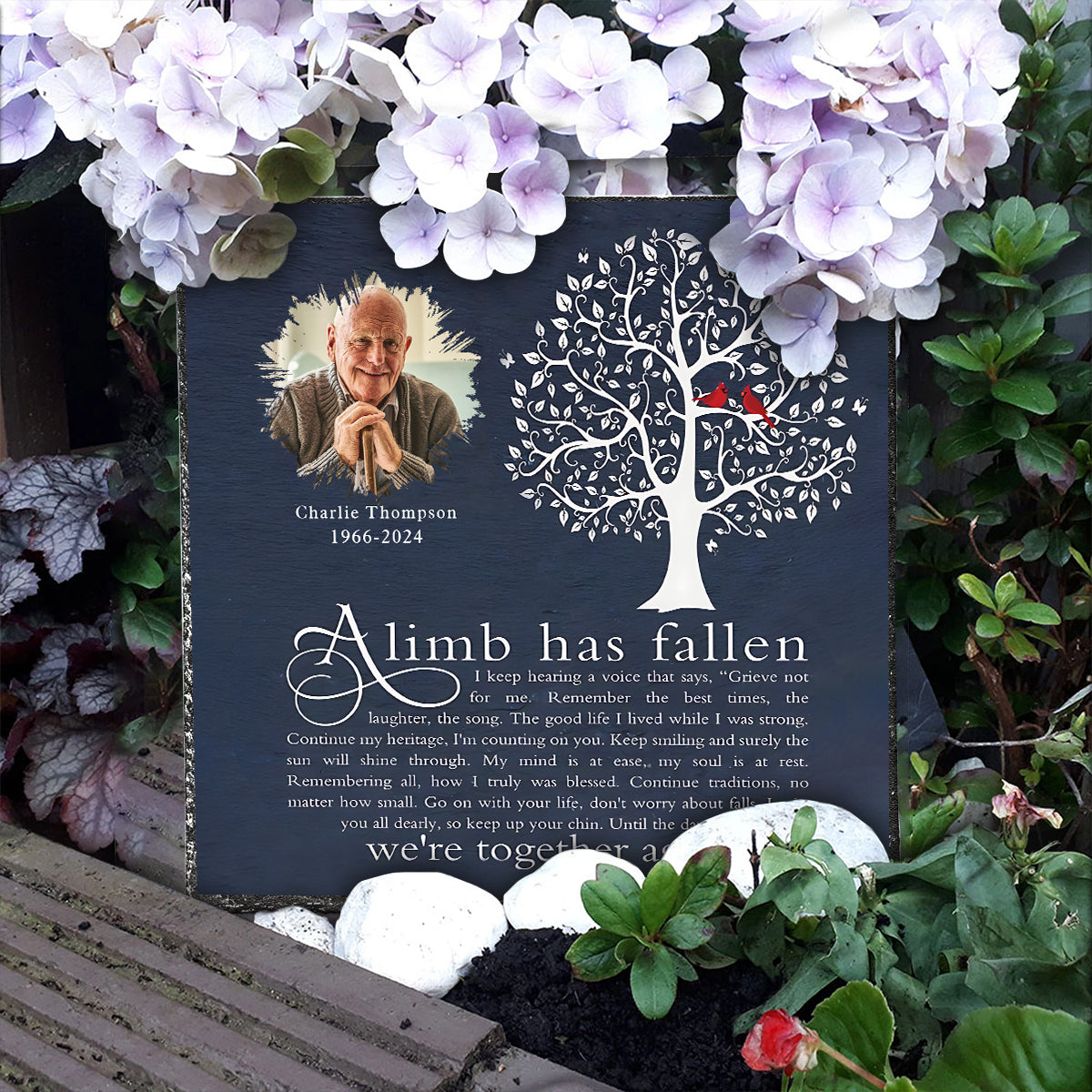 A Limb Has Fallen - Personalized Memorial Square Shaped Stone