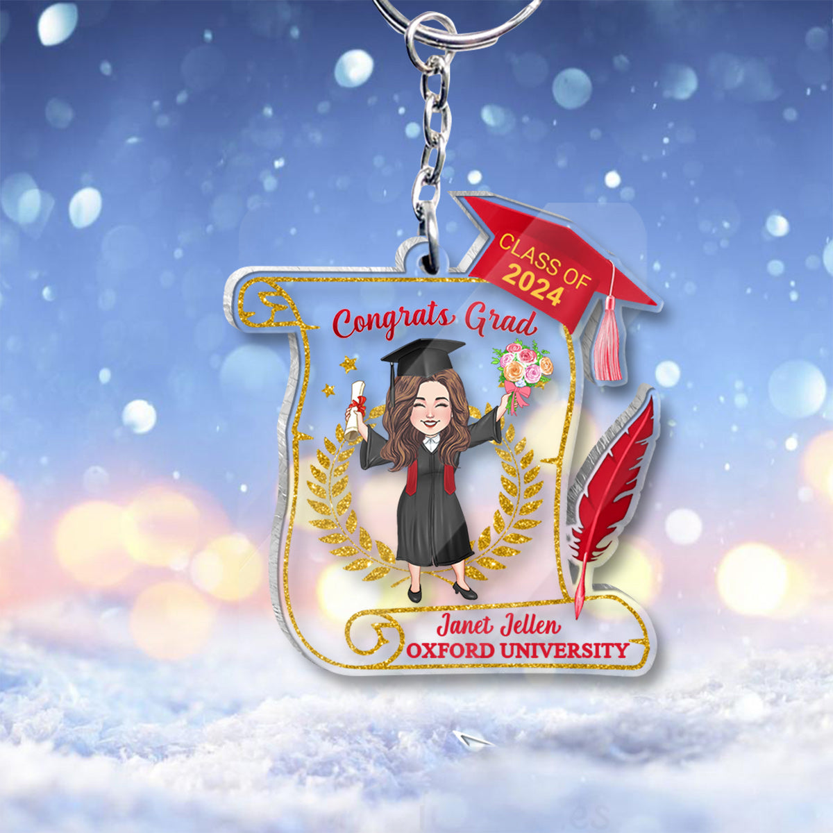 Congratulation Grad - Personalized Graduation Transparent Keychain
