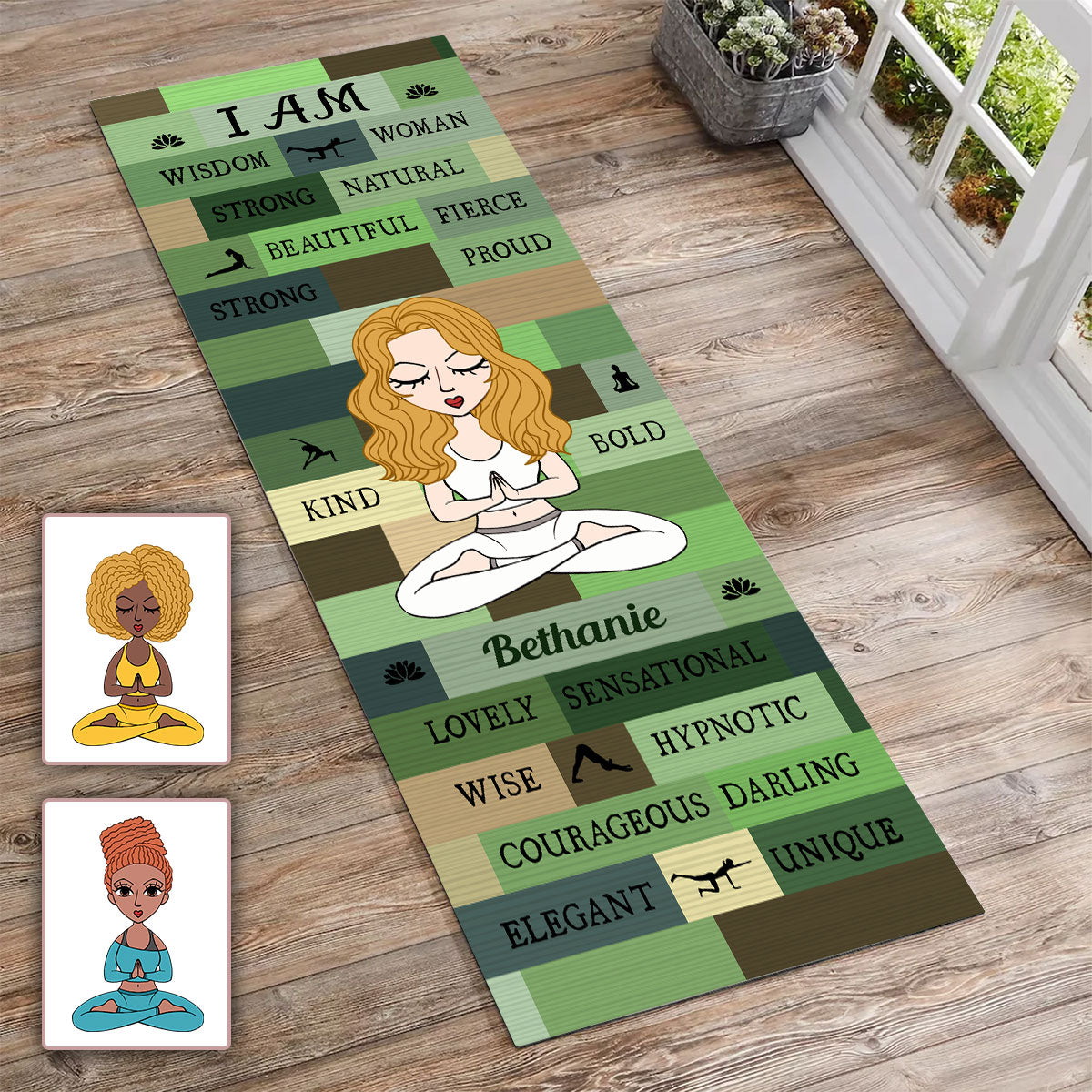 Yoga Girl I Am Bold Green - Tapis de yoga personnalisé