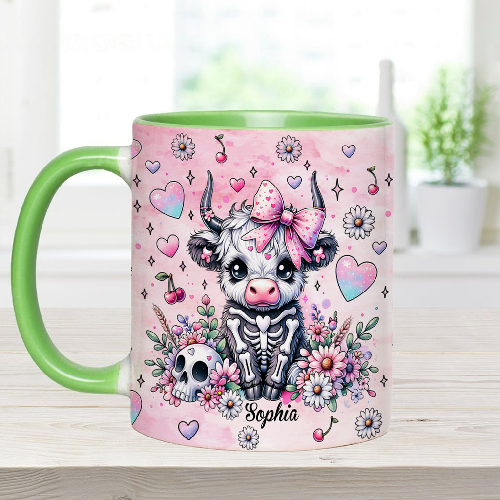 Cute Spooky Halloween Highland Cow - Personalized Accent Mug