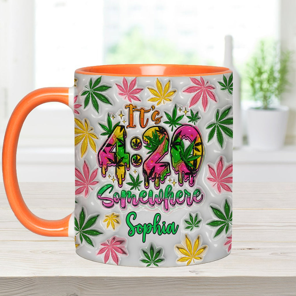 Irgendwo ist es 4:20 Uhr – Personalisierte Tasse mit Cannabis-Motiv
