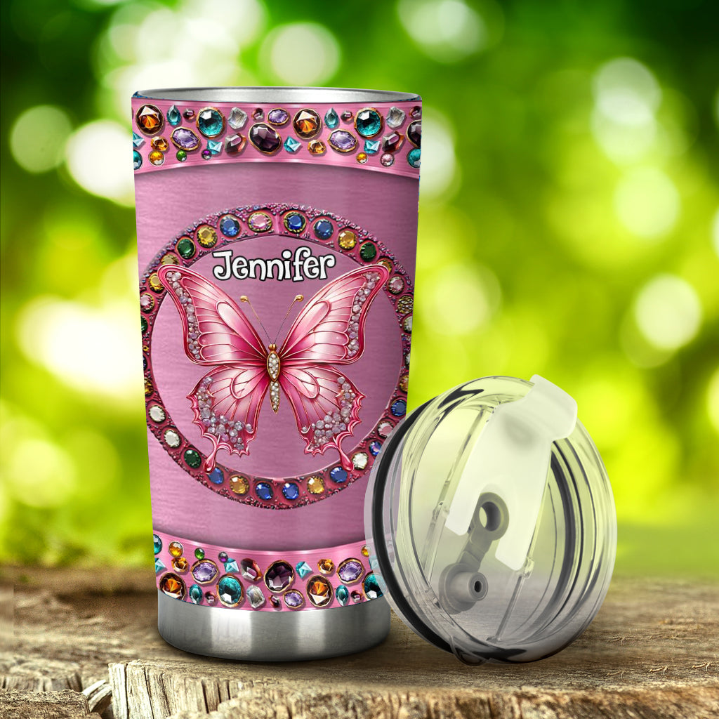 Beautiful Pink - Personalized Butterfly Tumbler