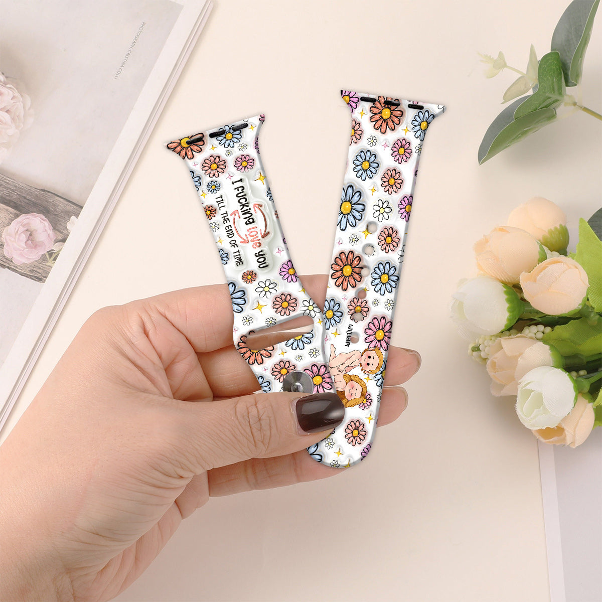 I Love You Till The End Of Time - Personalized Couple Apple Watch Band