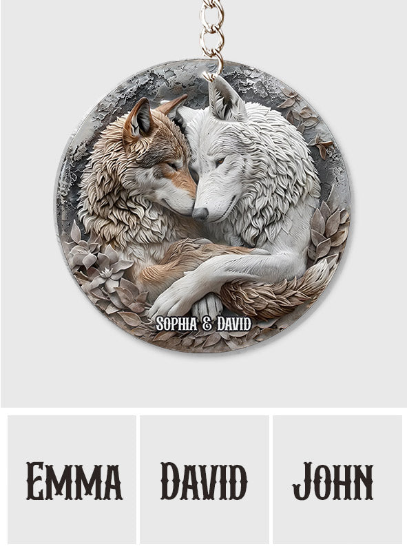 Wolf Couple - Personalized Wolf Keychain