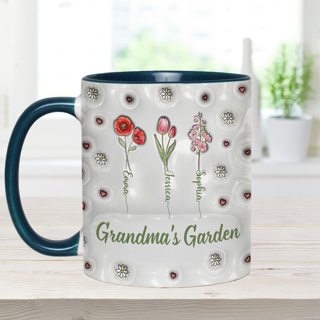 Birth Month Flowers Grandma's Garden - Personalized Grandma Accent Mug